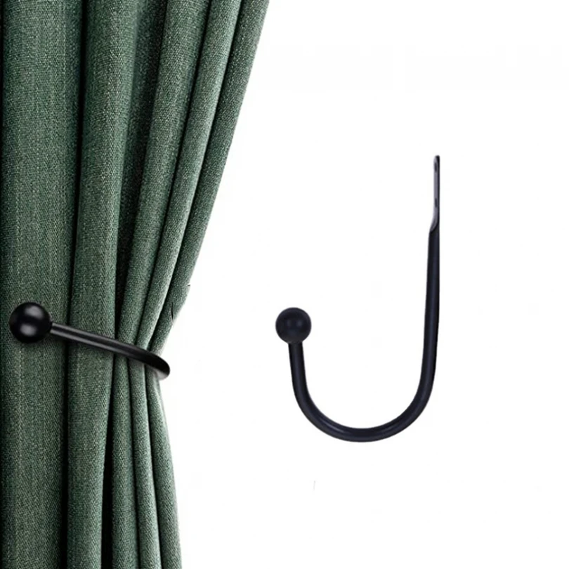 

6.3 Inch Aluminum Alloy Black Wall Mounted Curtain Hook Heavy Duty Hanging Hook for Fabric Curtains