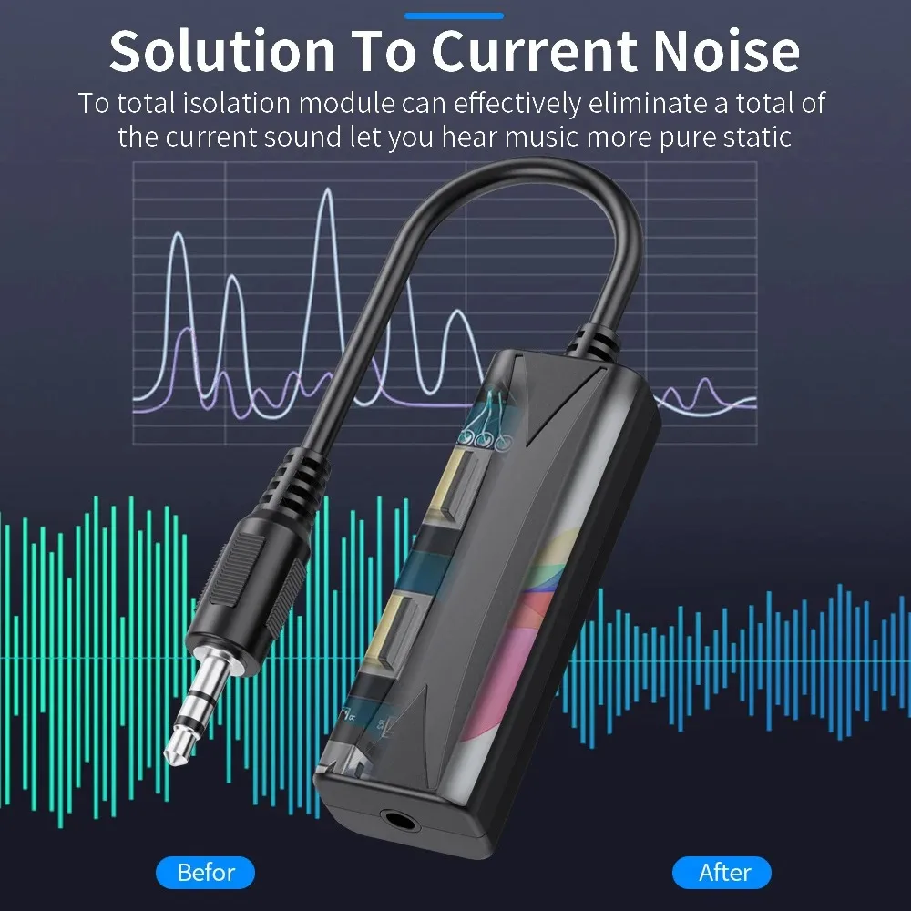 Audio Noise Filter 3.5mm Anti-interference Ground Loop Noise Isolator Eliminate Cancelling for Home Stereo Car Audio System