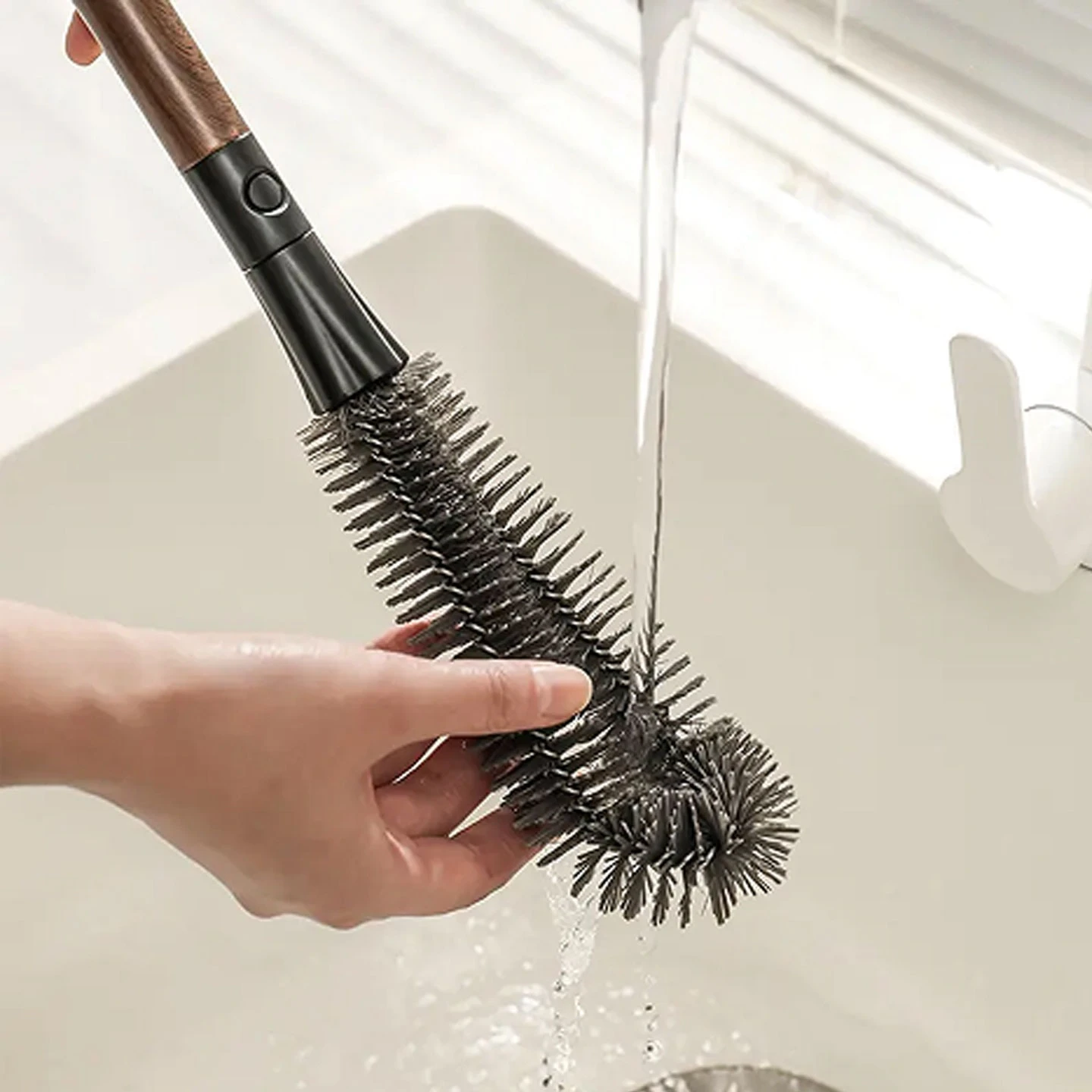 Long Handle Multifunctional Soft Bristle Cleaning Brush for Bottles and Containers