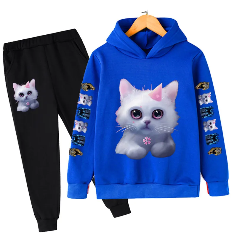 Boys And Girl Animal Patterning Hoodies Sets Autumn Winter Teen Kids Cat Hoodie Infantil Casual Boy Costumes Sweatshirt Suit New baby boy clothing sets cheap	
