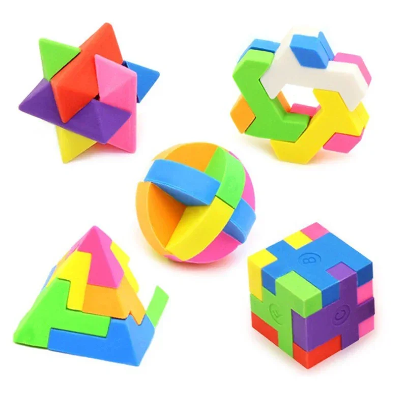 Block Puzzle Maze Toy Cube Rubber Eraser Kids Educational Toys Reward Prizes Toy Party Toys Favors Gift Kids Learning Supplies