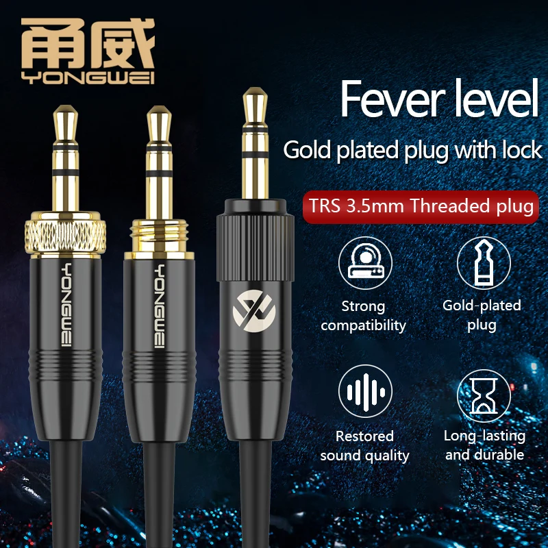 YONGWEI 금도금 3.5mm 스테레오 오디오 잭 플러그(나사 잠금 장치 포함) DIY 오디오 비디오 케이블 조립용 호환 가능