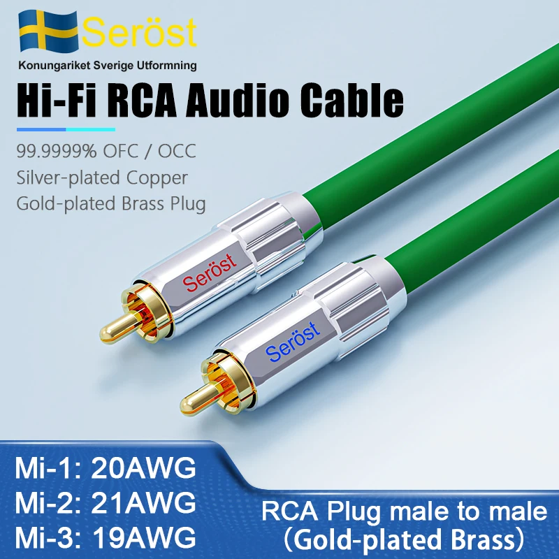 Serost HIFI 99,9999% OFC/OCC Versilbertes Kabel RCA-Signal-Audiokabel für CD Heimkino DSP DAC Verstärker Auto-Audio Kopfhörer