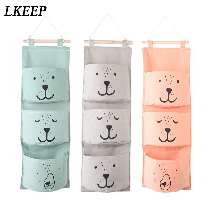 

1Pc Wall Hanging Cosmetic Bags Linen Closet Children Room Organizer Pouch Books Cosmetic Sundries Packing Bag Funny Women Bags