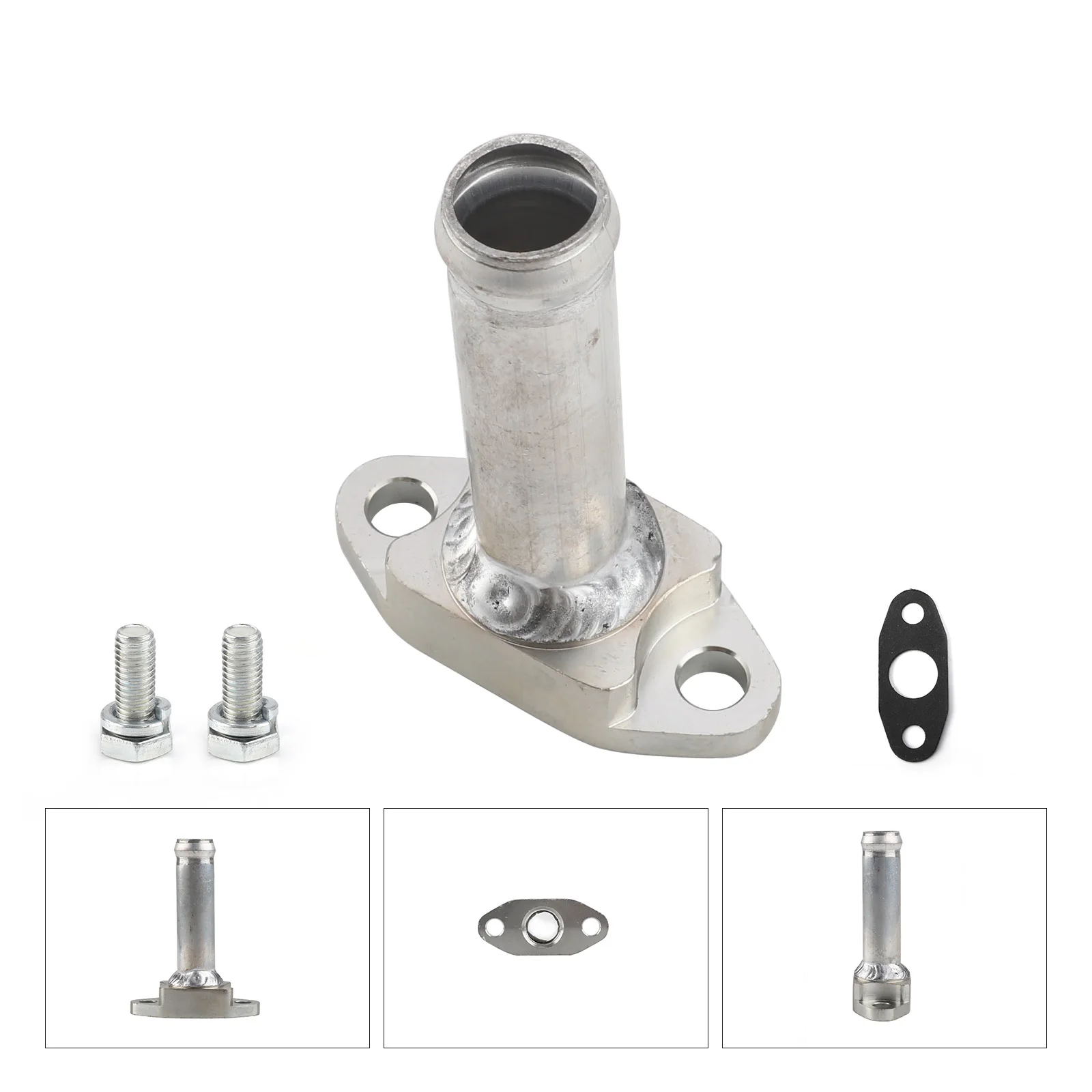 Aluminum Extended Turbo Oil Drain Flange Kit CNSPEED Fit for Garrett GT32 GT40 GT42 T3 T4 Barb Push On for Holset Cummins