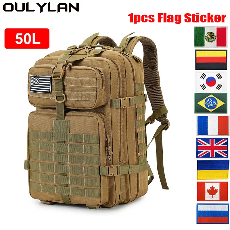 

Oulylan 50L Camo Military Men Tactical Backpack Molle Army Bug Out Bag Waterproof Camping Hunting Backpack Trekking Hiking