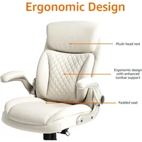 Ergonomic Executive Office Desk Chair with Flip-up Armrests, Adjustable Height, Tilt and Lumbar Support, Grey Bonded Leather 2