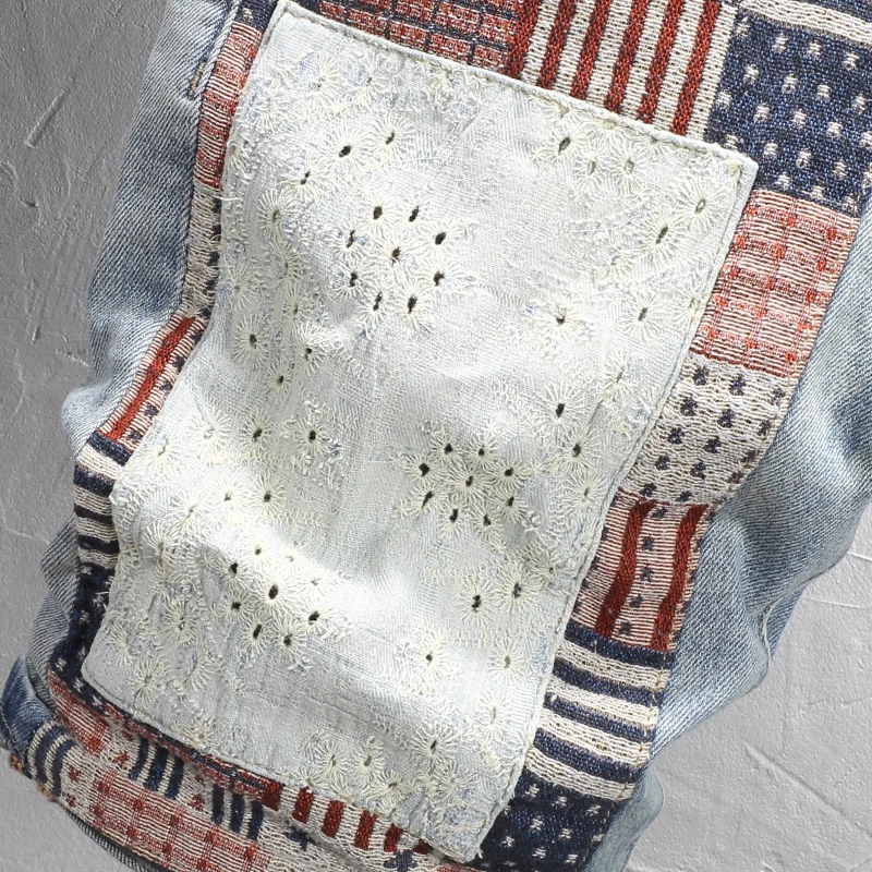 Summer Fashion Men Jeans Retro Light Blue Stretch Slim Fit Ripped Short Jeans Homme Patch Designer Hip Hop Denim Shorts Men