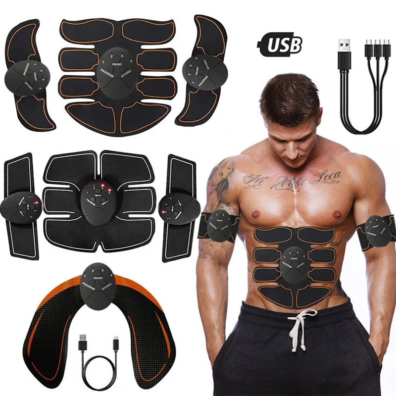 ABS Stimulator, Ab Trainer, EMS Muscle Stimulator LCD Screen Muscle  Stimulator USB Rechargeable Portable Muscle Trainer Abdominal / arm / Leg  Fitness