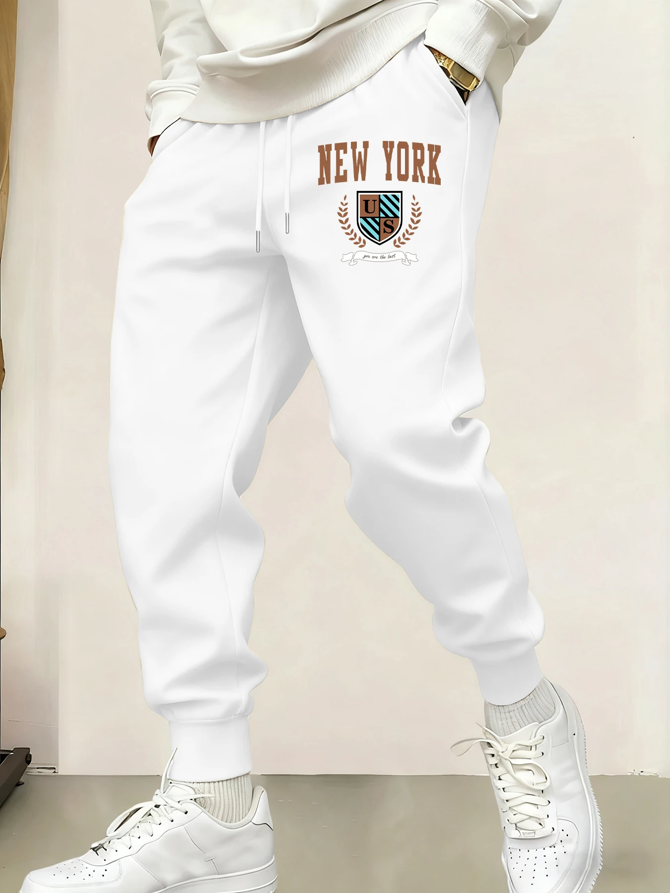 New York Usa Print Mens Sweatpant Autumn Drawstring Pant Warm Britches Joggers Street Unisex Long Pants Fashion Casual Trousers