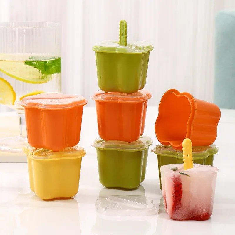 3pcs Ice Cube Mold with Stick Diy Fruit Milk Icecream Maker Refrigerator Ice Box Summer Ice Cube Tray Kids Baby Popsicle Mould