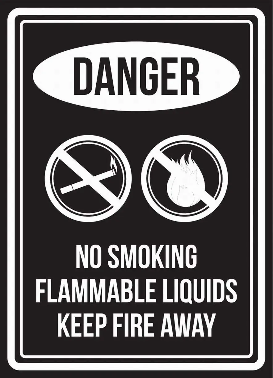 

Decor Kitchen Wall Decor Plaque Metal Sign 12 x 8 Inches Danger No Smoking Flammable Liquids Keep Fire Away Style 1 Safety Look