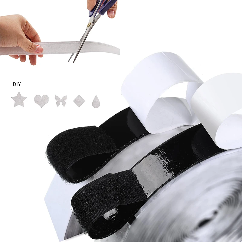 

16-110mm 1M Strong Self-adhesive Hook and Loop Fastener Tape Adhesive Fastener Strap White Sticker Adhesive With Glue