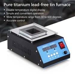 400W 220V Solder Pot Intelligent Small Tin Furnace Double Digital Display Square Titanium Alloy Aolder Furnace Solder Pot