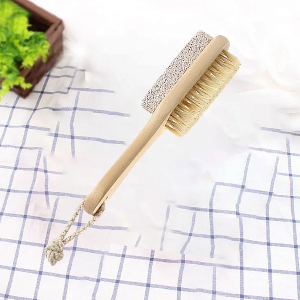 

Foot Natural Bristle Brush Pumice Stone Callus Remover Wood Handle Exfoliator Pedicures Exfoliating Smooth Body Skin Feet