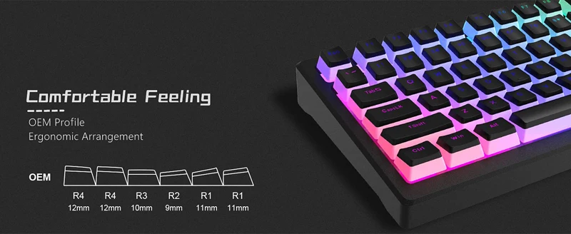 Personalizado preto duplo tiro pudim Keycaps, perfil
