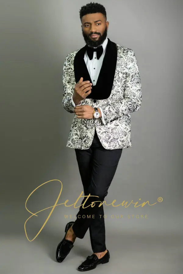 Mens Floral Wedding Prom Suit Slim Fit Black And White Printed Tuxedo With  New Look Jackets, Vest, And Pants From Marymarry, $277.08 | DHgate.Com