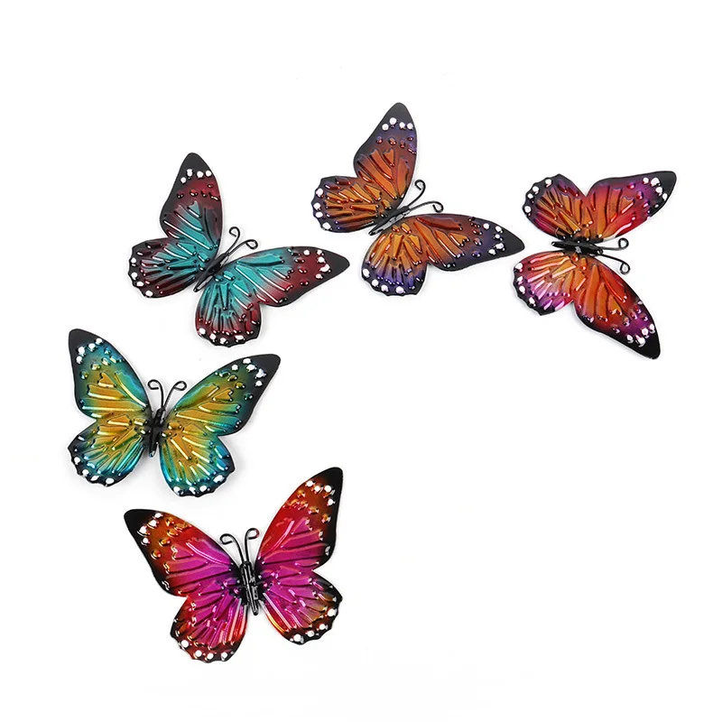 3D Metal Butterfly Decor For Outdoor Garden Decoration Animal Miniatures Statues Artwork Inspirational Sculpture Wall Decor
