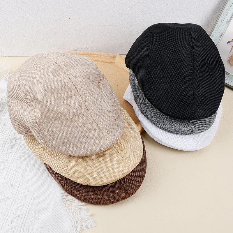 Men Fashion Summer Breathable Mesh Hats Newsboy Caps Outdoor Gorros Fashion Sun Hats Flat Cap Unisex Adjustable Caps Gorras 2
