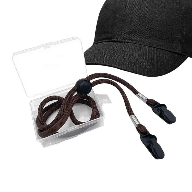 

Hat Chin Strap Adjustable Hat Strap With Hat Clips 80cm Long Double Layer Buckle Chin Cord Removable Polyester Hat Supplies For