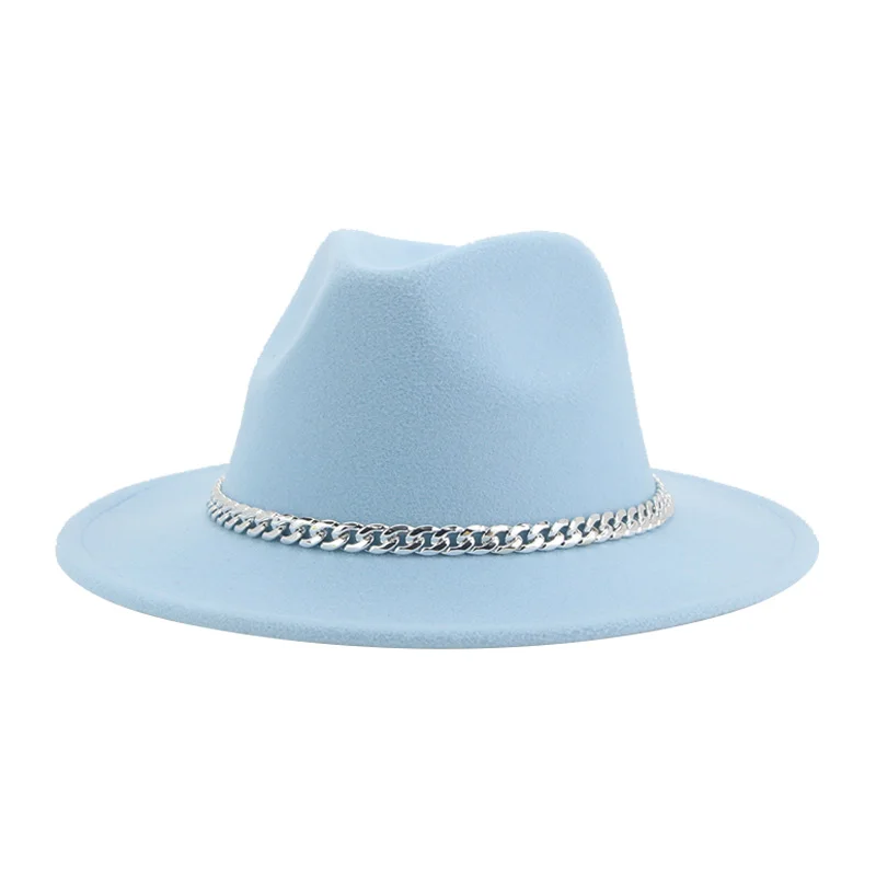 Fedoras Hats for Women Men Felt Accessories Silver Chain Winter Women Hat Luxury Fashionable Panama Men Hat Sombreros De Mujer fedora cap