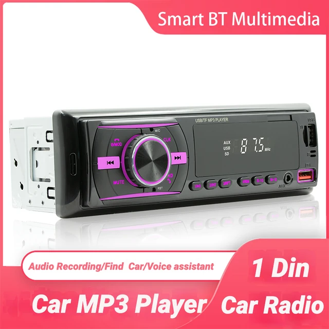 Universal Autoradio 1 Din Bluetooth Autoradio Stereo 12V MP3-Audio-Player  in Dash Aux/FM/USB/BT-Unterstützung finden Auto Voice Assistant - AliExpress