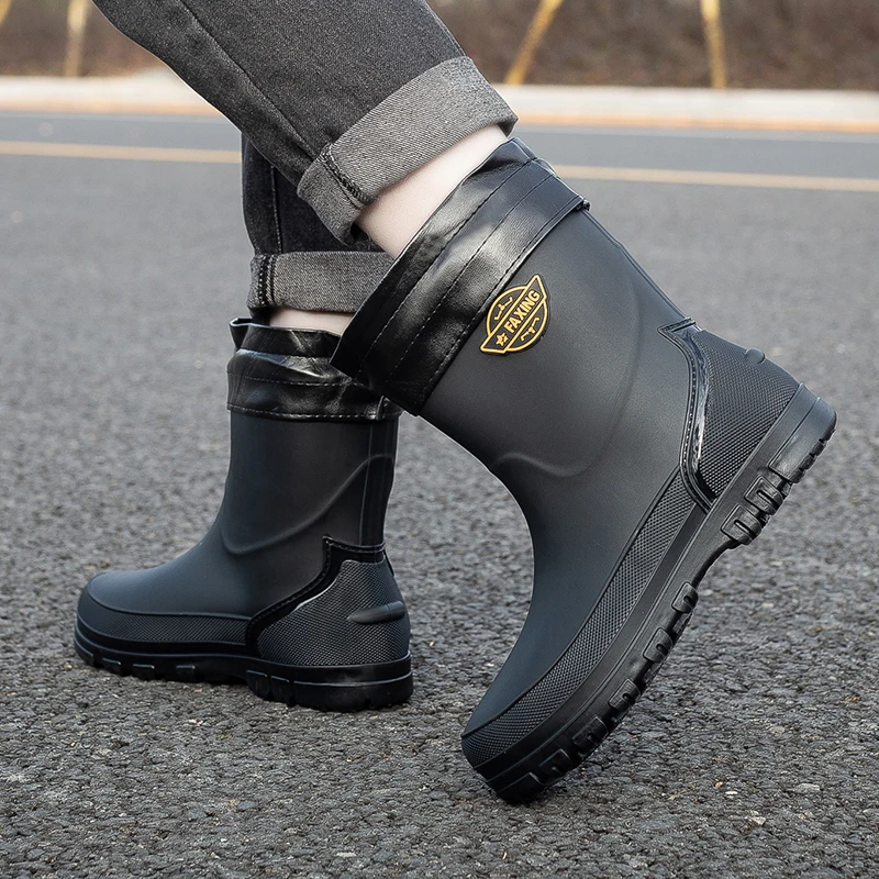 Bottes mi-mollet pêche homme imperméables antidérapantes semelles épaisses résistantes douces
