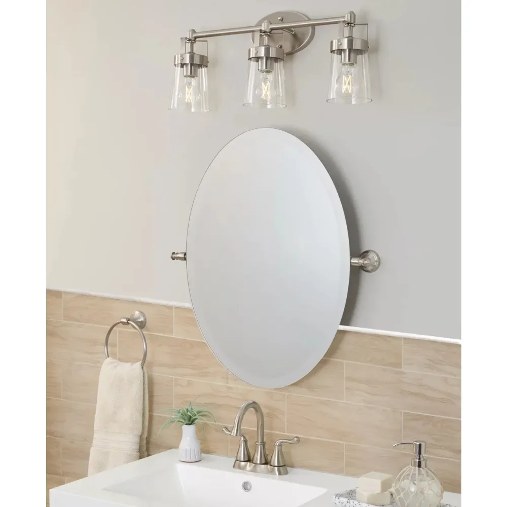 

Satin Nickel Furniture Makeup Dressing Table With Mirror in the Bathroom Safford 23” X 23“ Round Tilt Bathroom Mirror Miroir