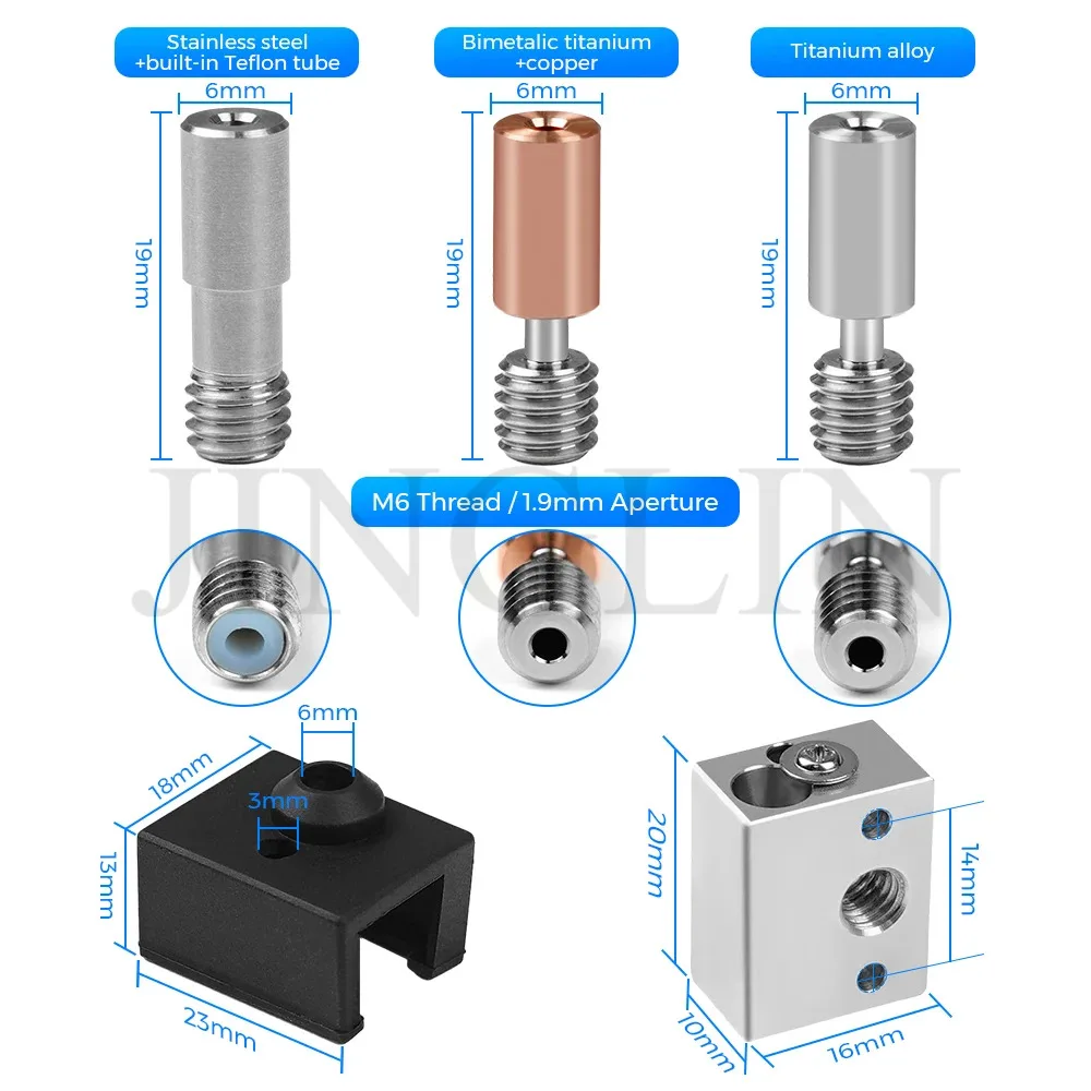 Kit Hotend Per Stampante 3D Ender 3 S1/S1 Pro, CR10 Smart Pro, Sermoon V1 - Ugello 0.4mm, Blocco Bimetallico TC4/Rame, 300°C - 2