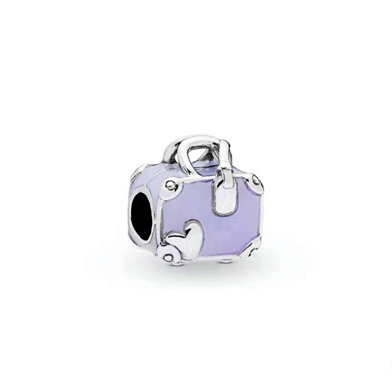 Beads Charms Charm Jewelry Sterling Silver Jewelry Charm Bead Sterling Silver Beads Charm Adventure Suitcase Pink Travel Bag & Backpack Charm Bead Fit Original 925 Sterling Silver Pan Bracelet DIY Jewelry Gift