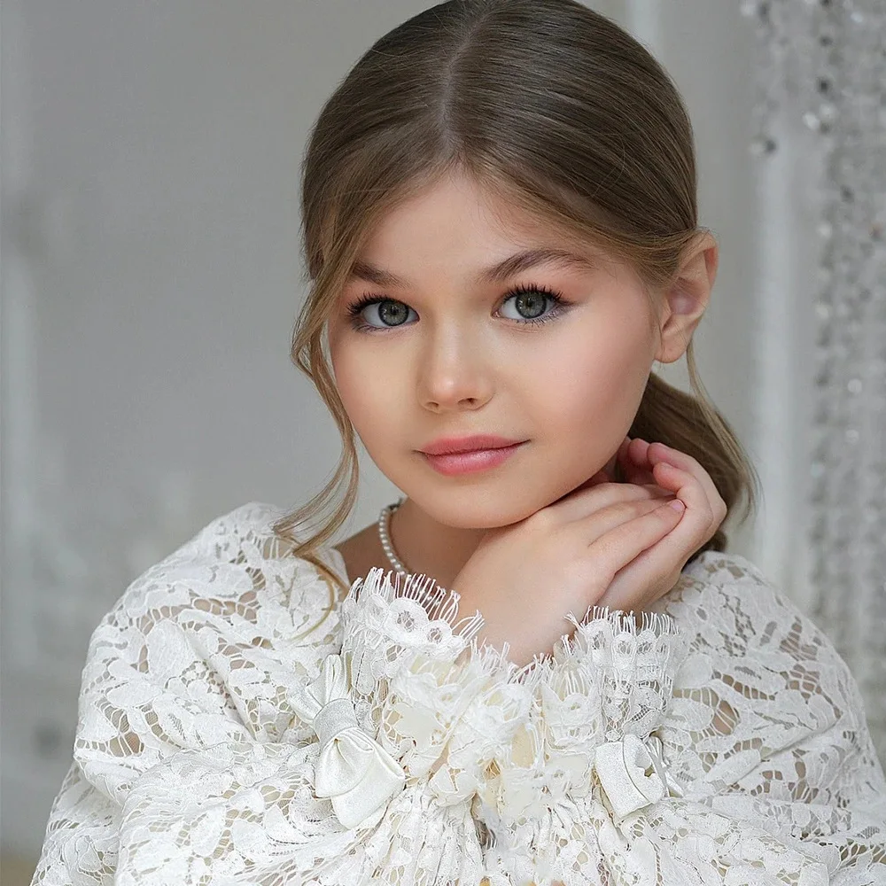 طفلة الأميرة فستان الدانتيل الرضع طفل رضيع خمر فيستدو طويلة الأكمام حفل زفاف مسابقة عيد ميلاد ملابس الطفل 1-12Y