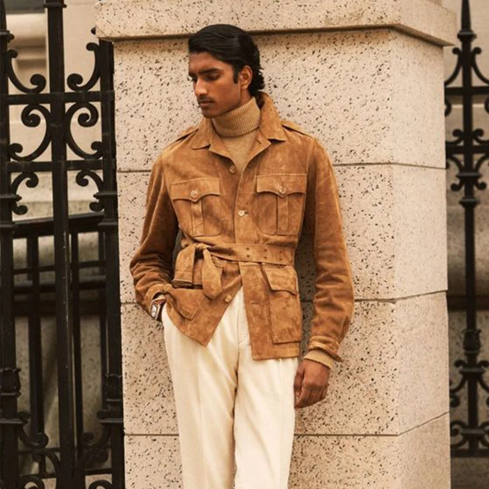 Men Suits Jackets Men's Jacket Suede Hunting Steam Punk Fabric Winter Jacket