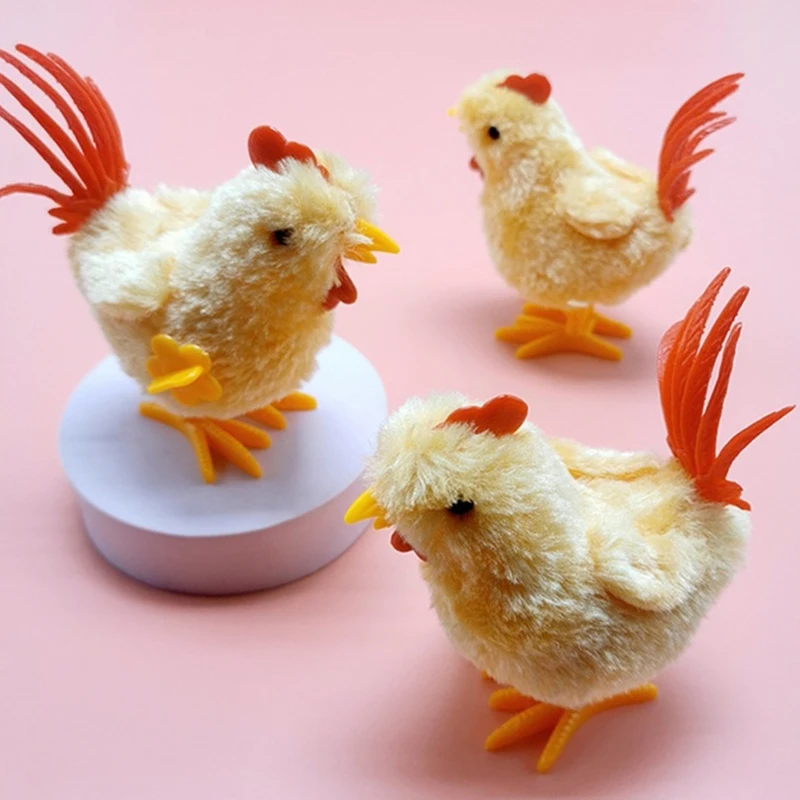 1Pc Big Rooster Wind-up Toy Chicken Clockwork Plush Jumping Toy Easter Gift Kid Educational Interactive Toy Birthday Gift