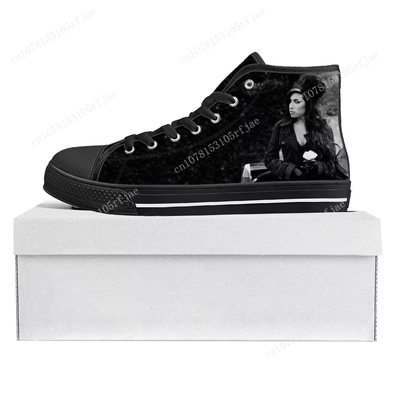 

Amy Winehouse Singer Fashion High Top High Quality Sneakers Mens Womens Teenager Canvas Sneaker Casual Couple Shoes Custom Shoe