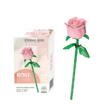 Rose Bouquet Building Block High Quality Simulated Roses Flowers  Decoration Valentine's Day Gift Home Decoration Props 11