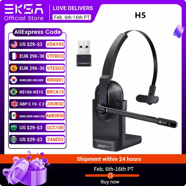 EKSA-auriculares inalámbricos H5 para ordenador, audífonos con