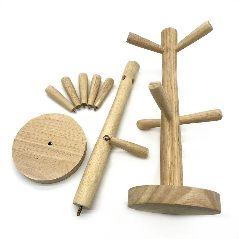 WEPICK Tree Shape Wooden Coffee Tea Cup Holder Storage Stand Home Kitchen Mug Hanging Display Drink Utensil Holder 6 Hooks