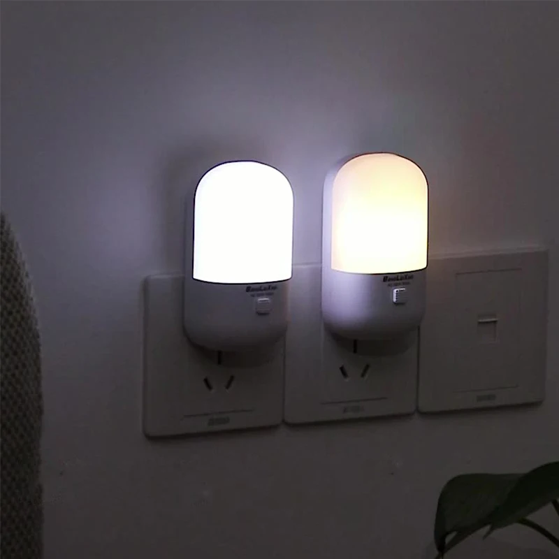 

Energy Saving Night Light Eu/us Plug Plug-in Led Feeding Socket Wall Mounted 3w Night Light Bedroom Night Bedside Lamp