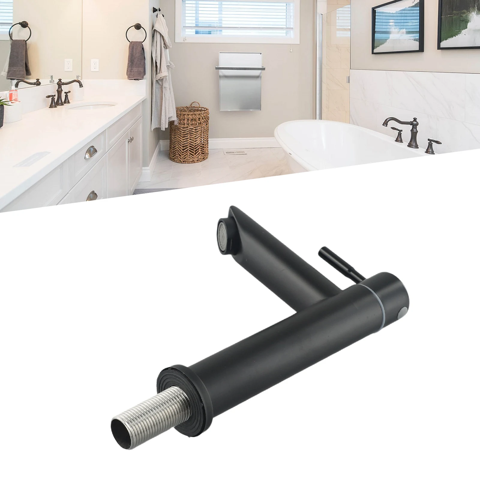 

Black Basin Kitchen Bathroom Mixer Sink Tap Cold Matte Sink Faucet Taps G1/2 Installation Thread For Universal Shower Systems