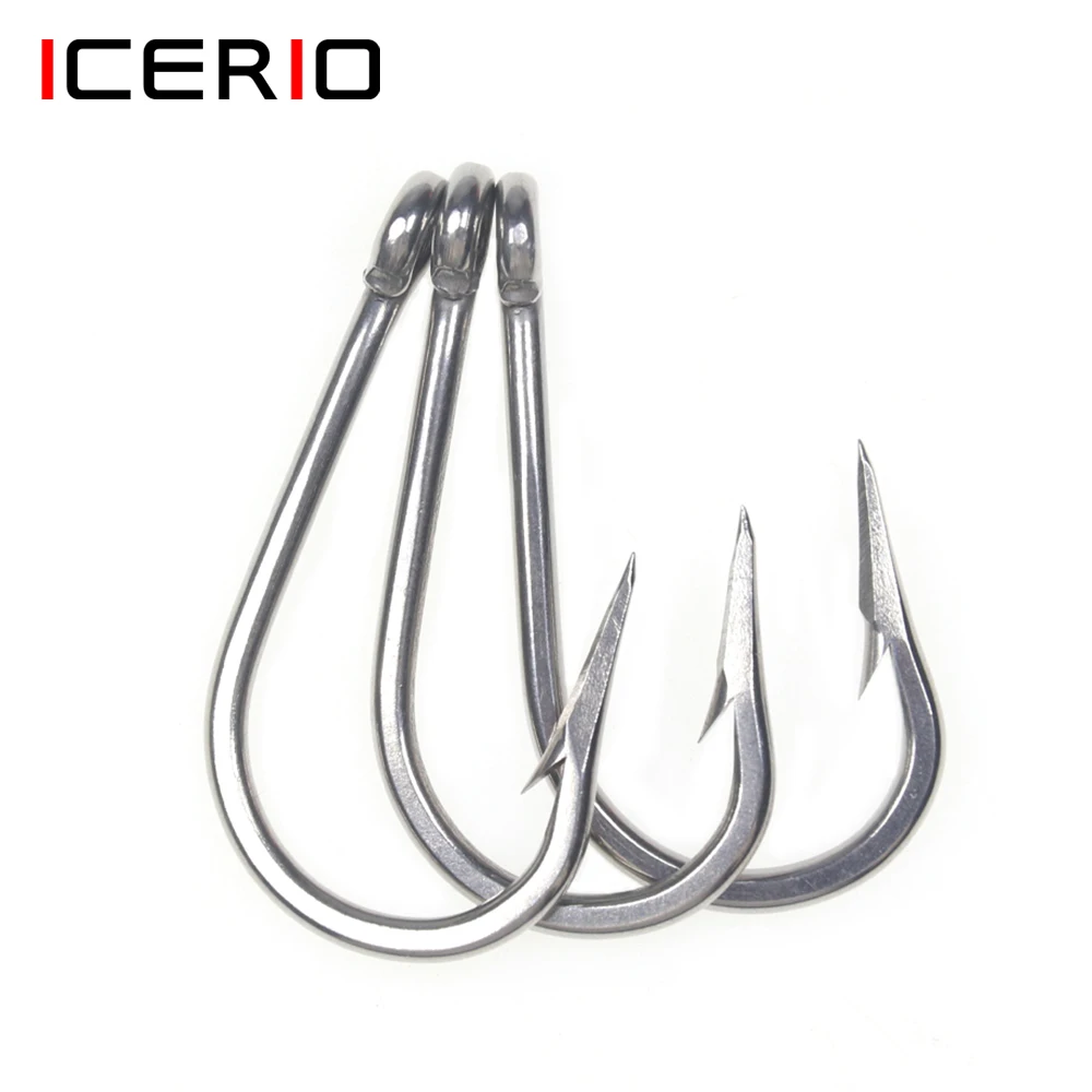 Icerio Stainless Steel Big Game Fishing Hooks Fish Tuna Bait Fishhooks