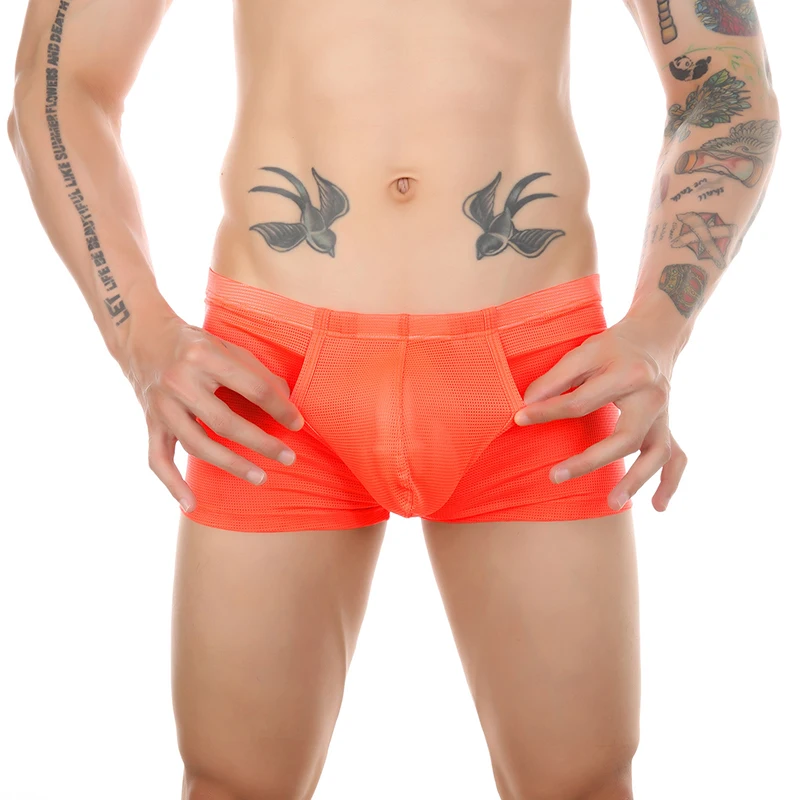 

Sexy Men Mesh Underwear Cueca Front Open Pouch Man Boxer Shorts Underpants Low Waist Breathable Panties Ropa Interior Hombre