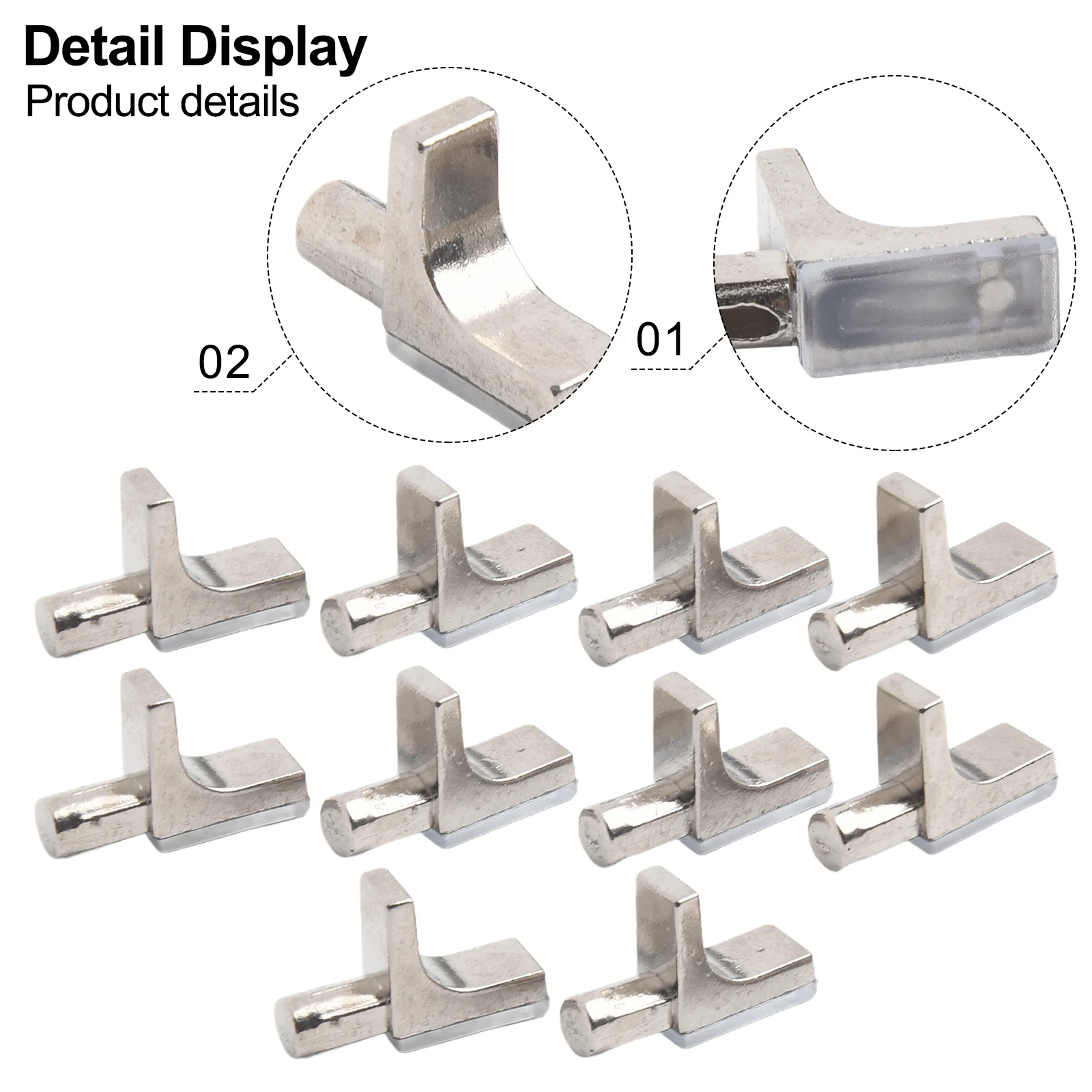 10 Pack L-Shaped Shelf Support Pegs Metal Cabinet Bracket Pins 3x2x1cm For Furniture Bookshelf Wine Rack Closet Kitchen Silver