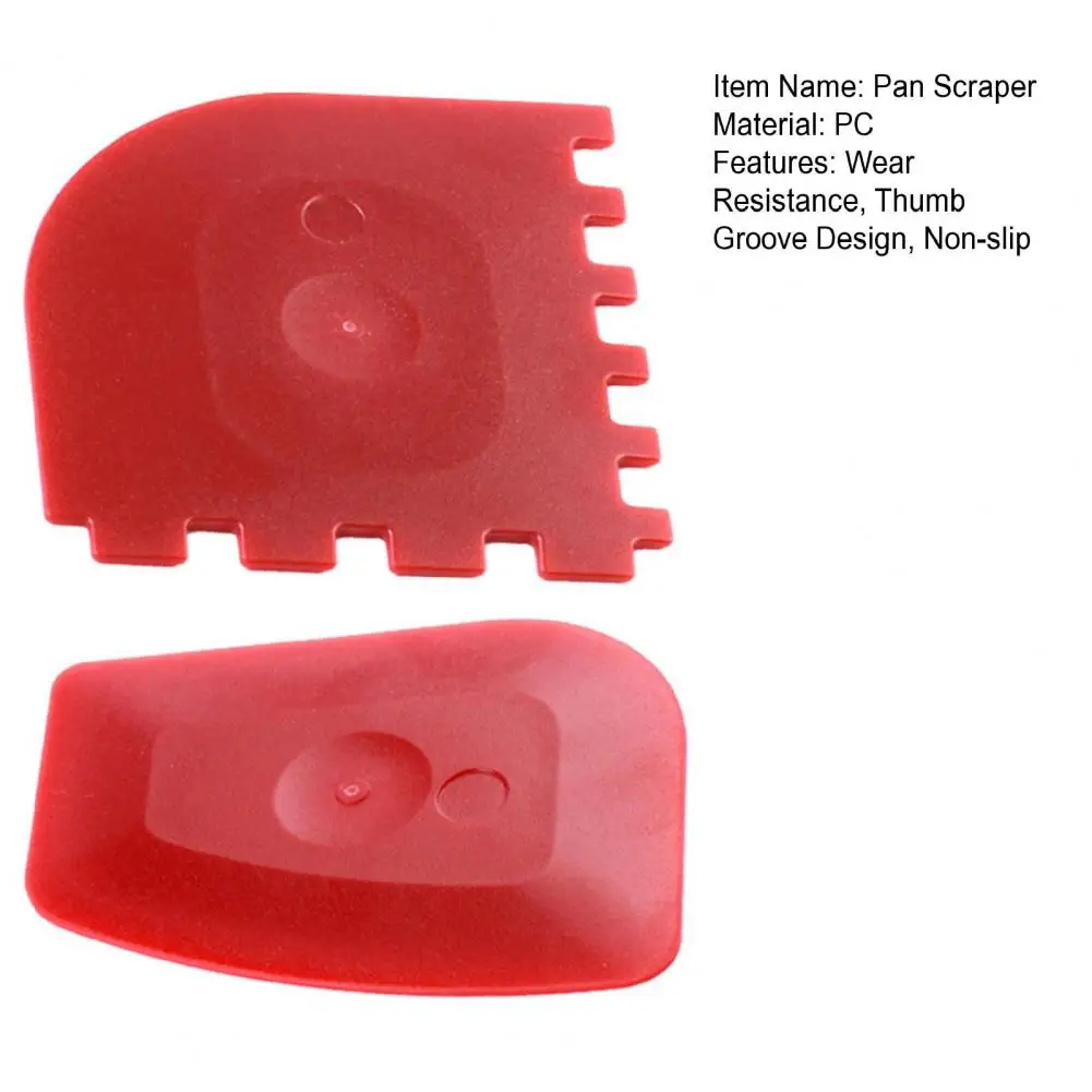 2 Pcs Pan Scraper Convenient Wear-resistant Comfortable Grip Non-slip Grill Pan Cleaning Scraper Set Home Kitchen Accessories