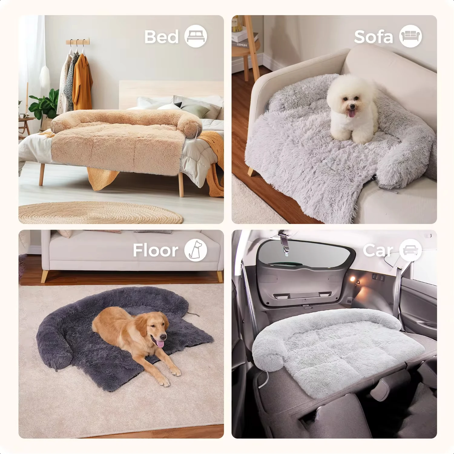 Dog Bed Large Sized Dog, Fluffy Dog Bed Couch Cover, Calming Large Bed, Washable Mat Protector