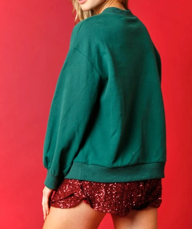 Women Sweatshirts Autumn Fashion Christmas Sequin Casual Round Neck Long Sleeved Loose Fitting Daily Pullover Sweatshirts