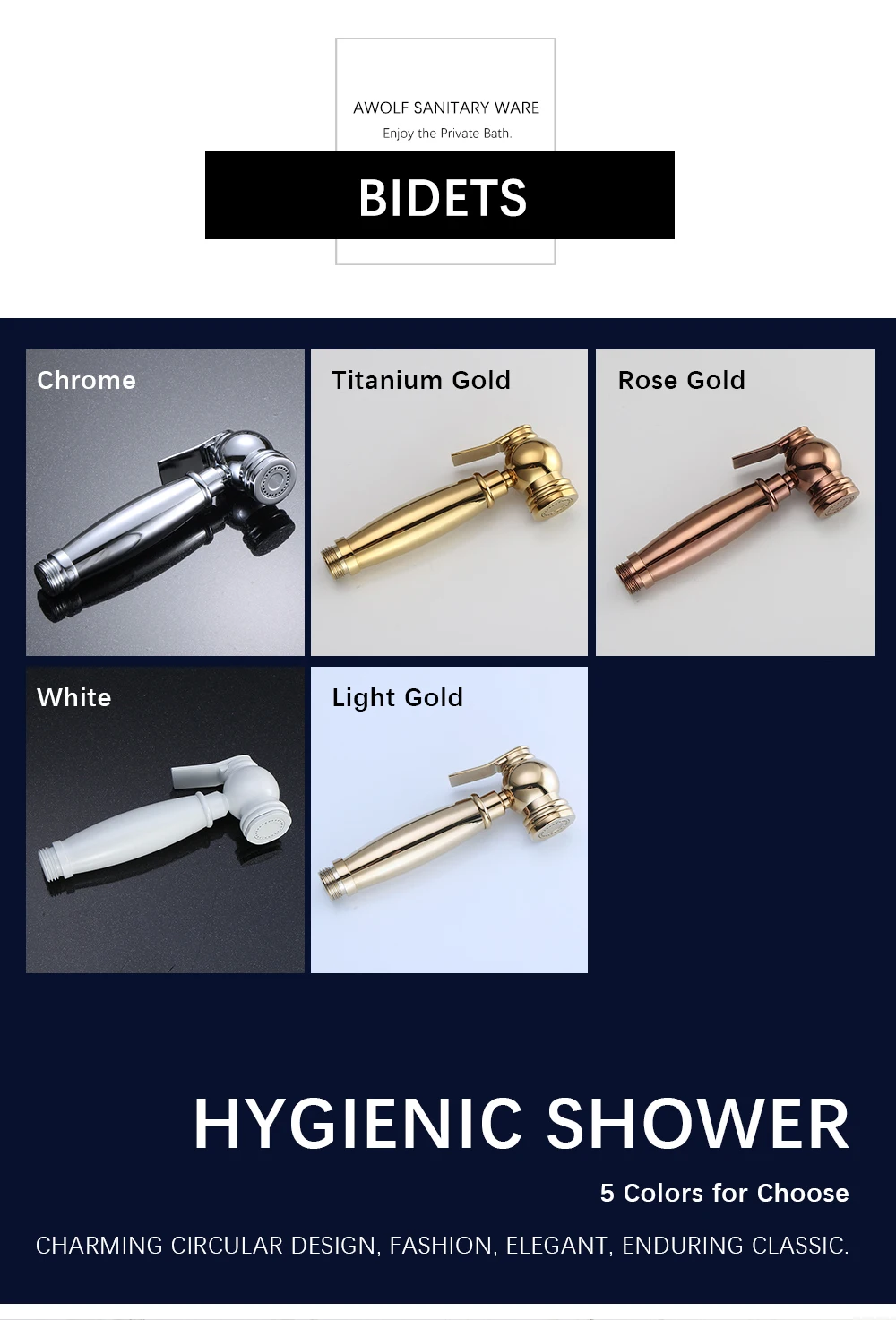 Description Picture 2 of itemAwolf White Handheld Toilet Bidet Sprayer Solid Brass Hygienic Shower Head Douche Kit WC Shattaf Set Bidet Faucet AP2288