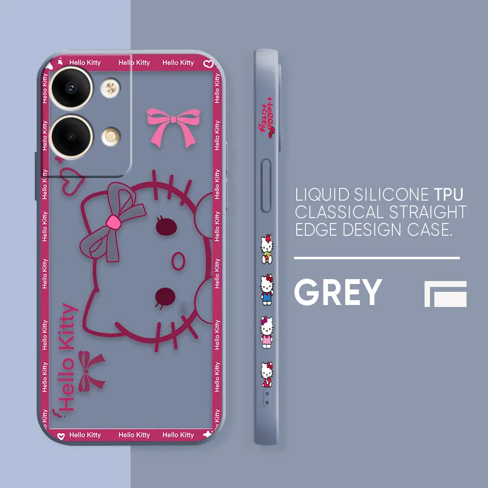 thumbnail image 1 of Case For OPPO RENO 10 8 8T 7 6 5 4 3 LITE 5G PRO PLUS Colour Simple Liquid Silicone Case Cover Funda Pink Hello K-Kitty, 1 of 5