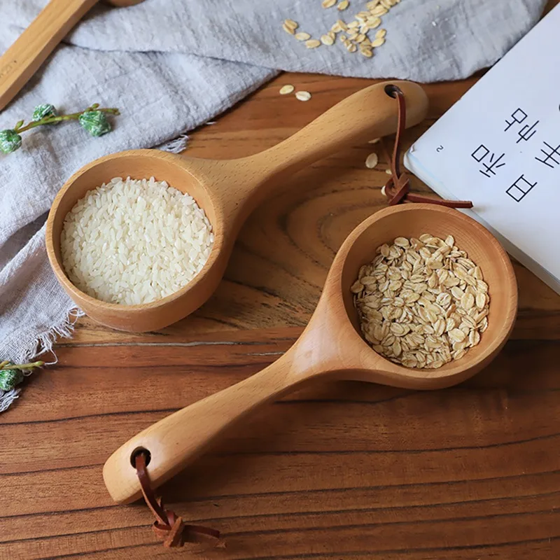 Wood Scoop Japanese-style Short Handle Rice Scoop Kitchen Water Wooden Spoon Bath Sauna Wooden Bucket Spoon