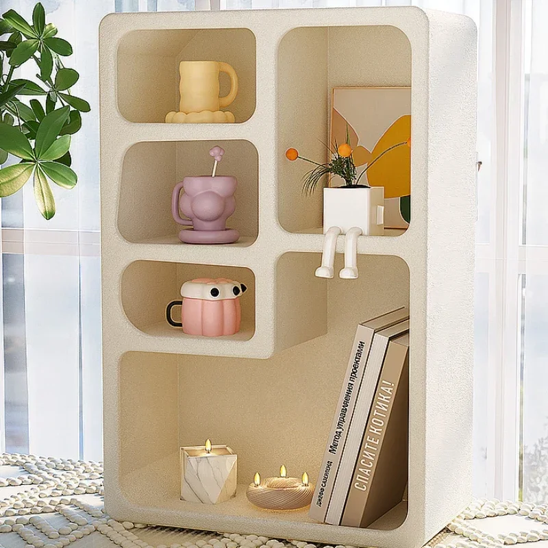 Magazine Bookcase Plant Display Rack Italian-Style Living Room Bookshelf White Organizer Furniture Multi-Function Display Unit