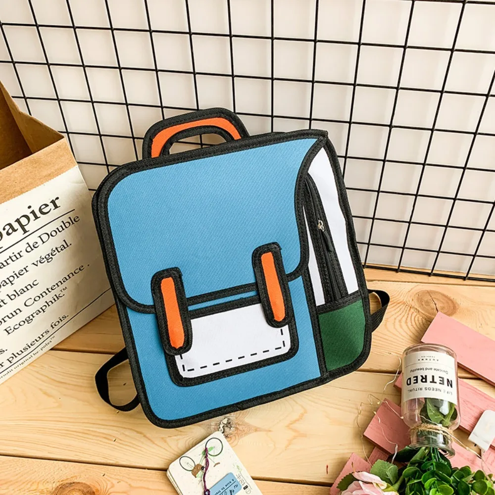 Fashionable 2D Comic Print Student Schoolbag Large Capacity Lightweight Student Backpack Adjustable Strap Book Bag School 1